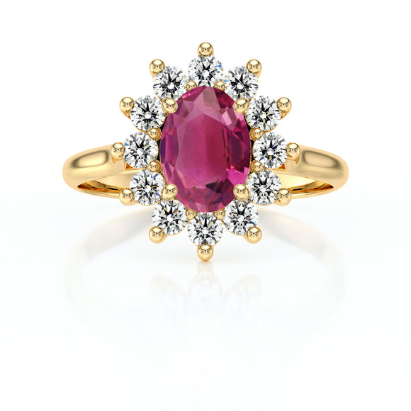 Bague entourage tourmaline et diamant Pompadour