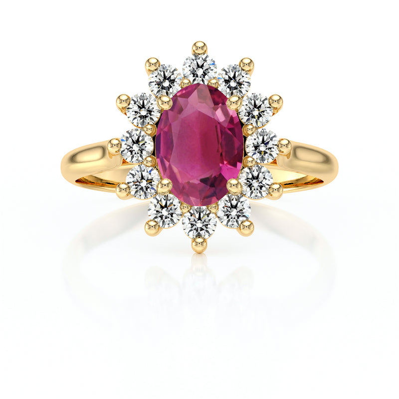 Bague entourage tourmaline et diamant Pompadour