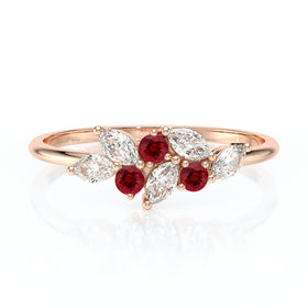 Bague rubis et diamant Florale - 3