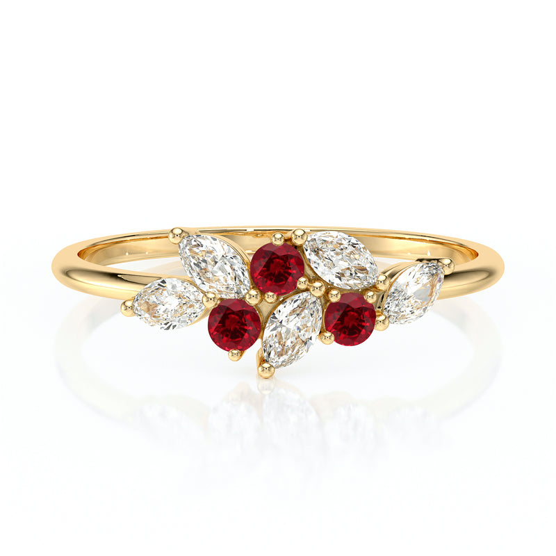Bague rubis et diamant Florale - 3