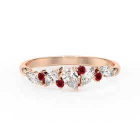 Bague rubis et diamant Florale - 1