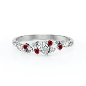 Bague rubis et diamant Florale - 1