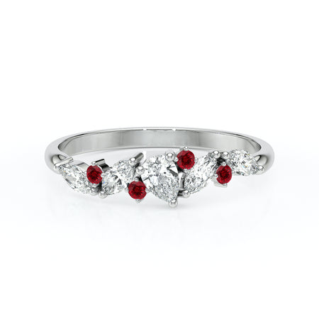 Bague rubis et diamant Florale - 1