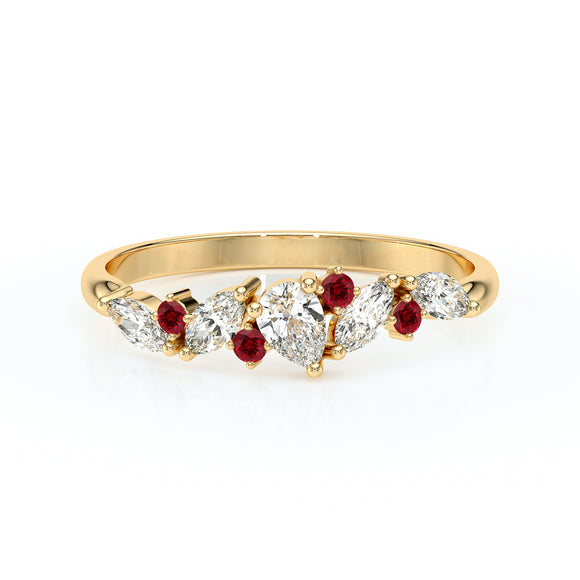 Bague rubis et diamant Florale - 1