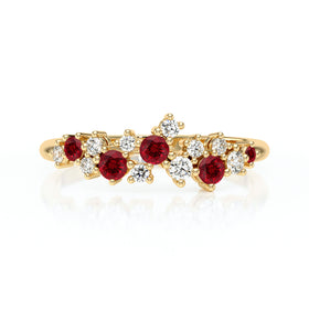 Bague rubis et diamant Florale - 4
