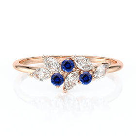 Bague saphir et diamant Florale - 3
