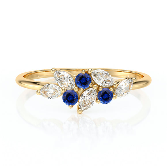 Bague saphir et diamant Florale - 3