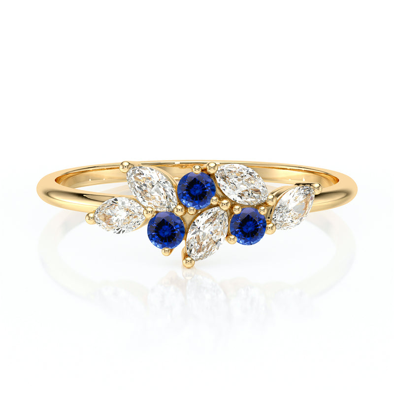 Bague saphir et diamant Florale - 3