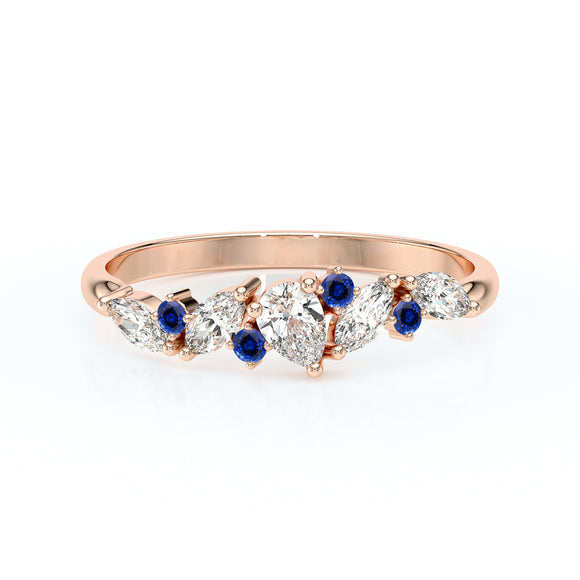 Bague saphir et diamant Florale - 1