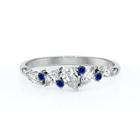 Bague saphir et diamant Florale - 1