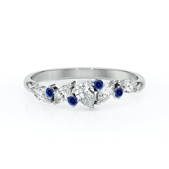Bague saphir et diamant Florale - 1