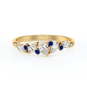 Bague saphir et diamant Florale - 1