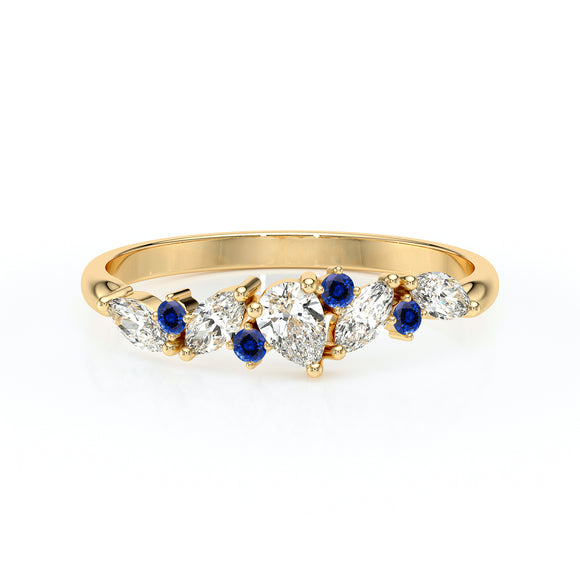 Bague saphir et diamant Florale - 1