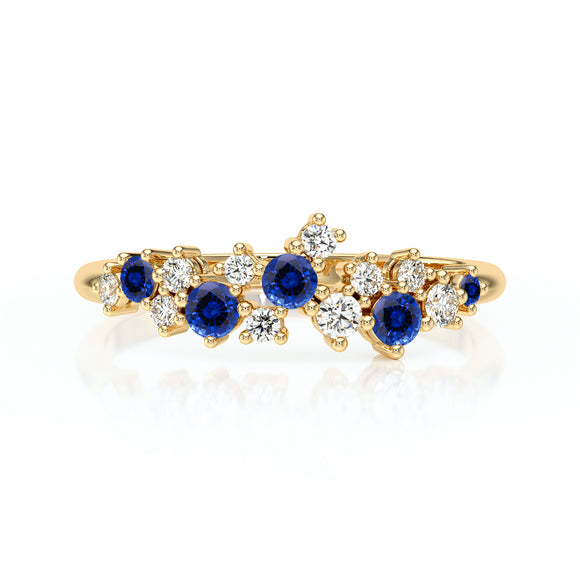 Bague saphir et diamant Florale - 4