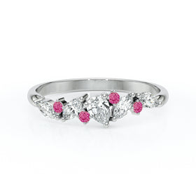 Bague saphir rose et diamant Florale - 1