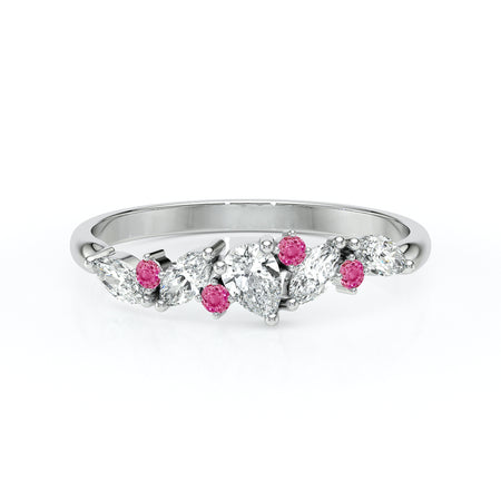 Bague saphir rose et diamant Florale - 1