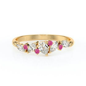 Bague saphir rose et diamant Florale - 1
