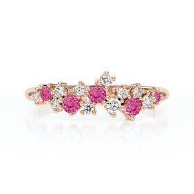 Bague saphir rose et diamant Florale - 4