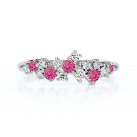 Bague saphir rose et diamant Florale - 4