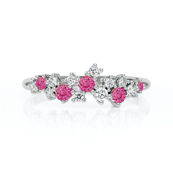 Bague saphir rose et diamant Florale - 4