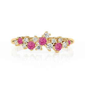 Bague saphir rose et diamant Florale - 4