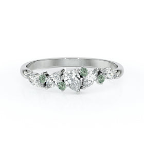 Bague saphir vert et diamant Florale - 1