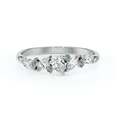 Bague saphir vert et diamant Florale - 1