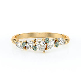 Bague saphir vert et diamant Florale - 1