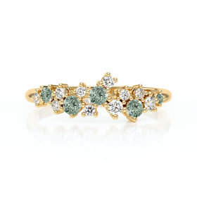 Bague saphir vert et diamant Florale - 4