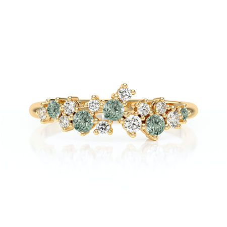 Bague saphir vert et diamant Florale - 4