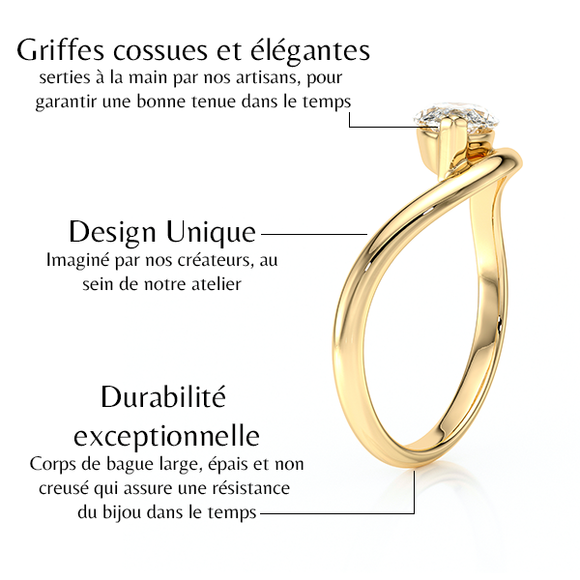 Bague solitaire diamant Clair de Lune - 2