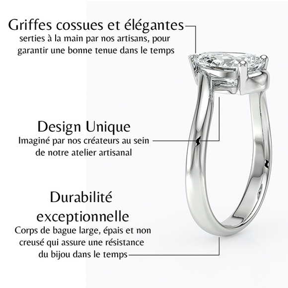 Bague solitaire diamant Clair de Lune - 4