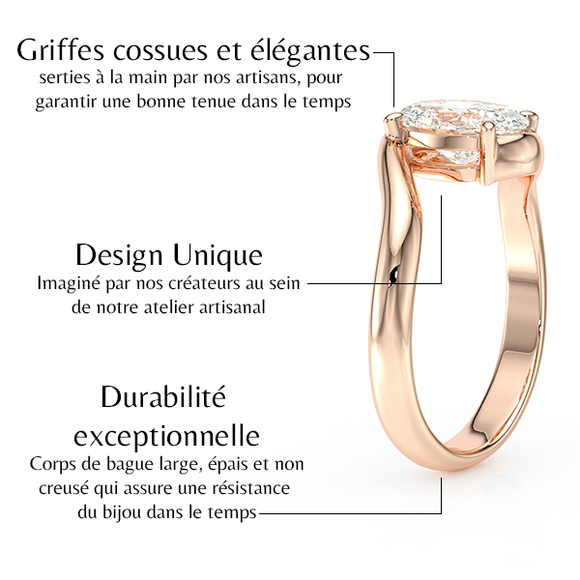Bague solitaire diamant Clair de Lune - 5