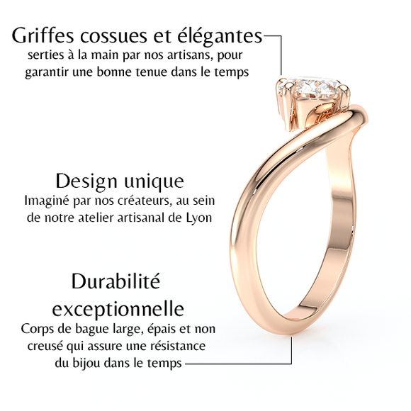 Bague solitaire diamant Clair de Lune - 7