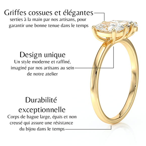 Bague solitaire diamant Toi et Moi