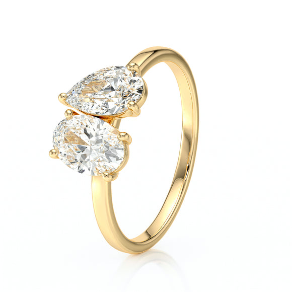 Bague solitaire diamant Toi et Moi