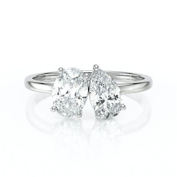 Bague solitaire diamant Toi et Moi