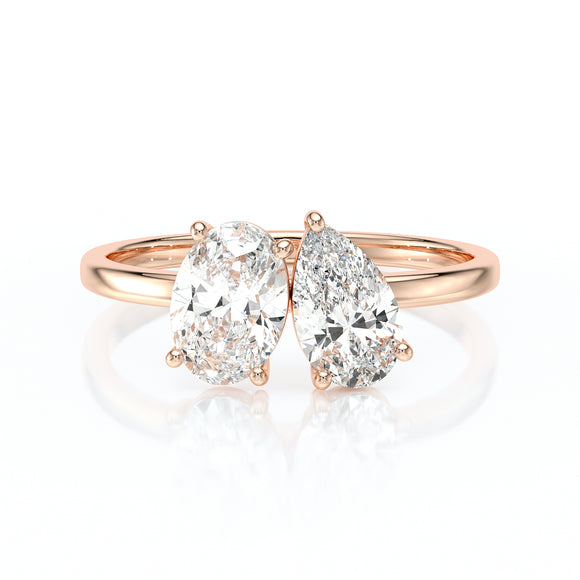 Bague solitaire diamant Toi et Moi