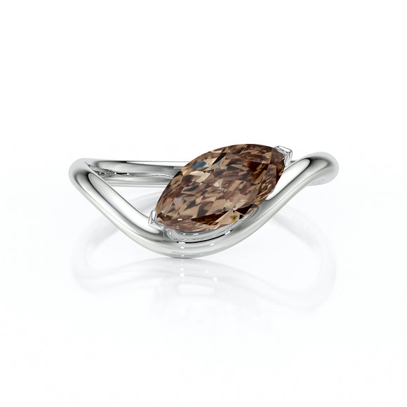 Bague solitaire diamant chocolat Clair de Lune - 2