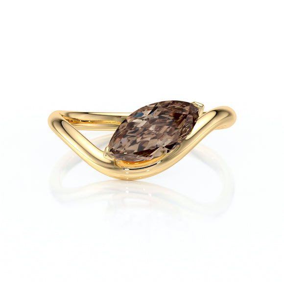 Bague solitaire diamant chocolat Clair de Lune - 2