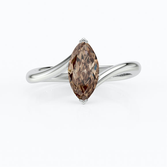 Bague solitaire diamant chocolat Clair de Lune - 3