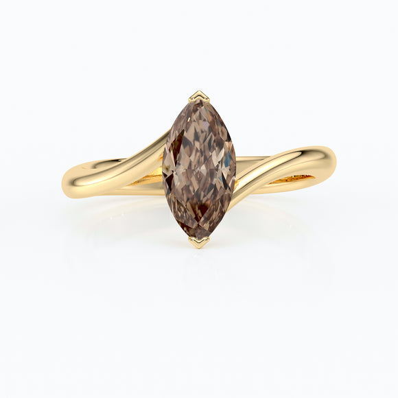 Bague solitaire diamant chocolat Clair de Lune - 3