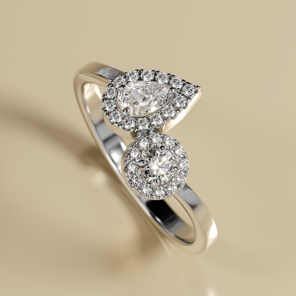 Bague entourage diamant noir Toi et Moi