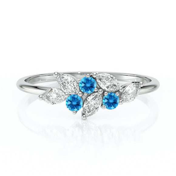 Bague topaze et diamant Florale - 3