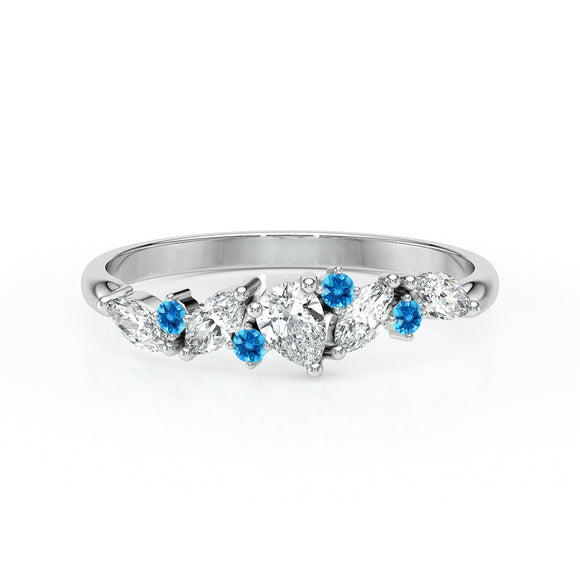 Bague topaze et diamant Florale - 1