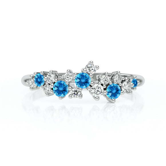 Bague topaze et diamant Florale - 4
