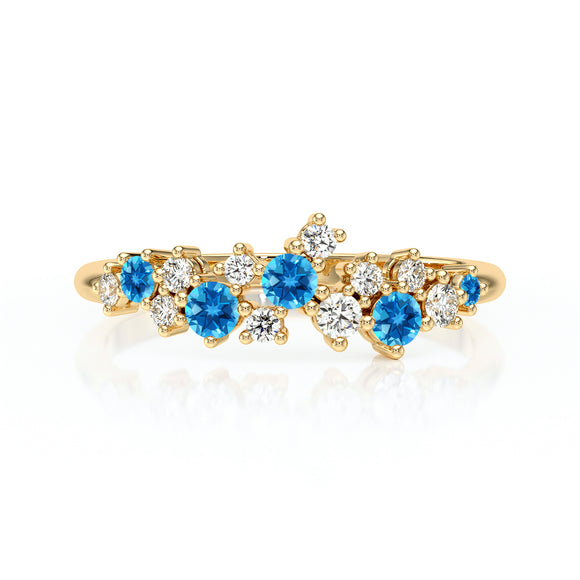 Bague topaze et diamant Florale - 4