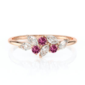Bague tourmaline et diamant Florale - 3