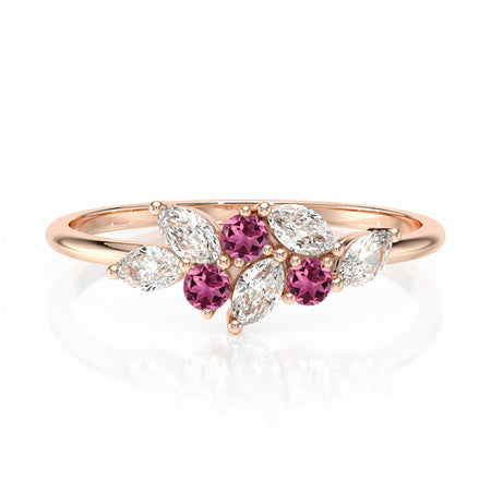 Bague tourmaline et diamant Florale - 3