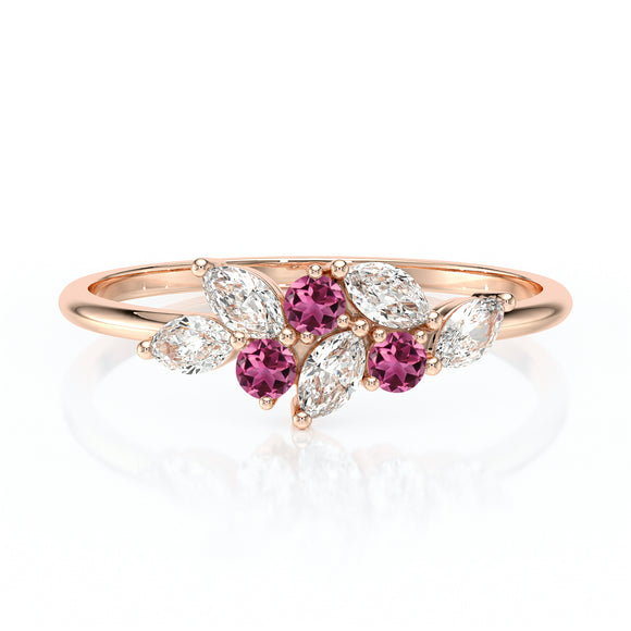 Bague tourmaline et diamant Florale - 3